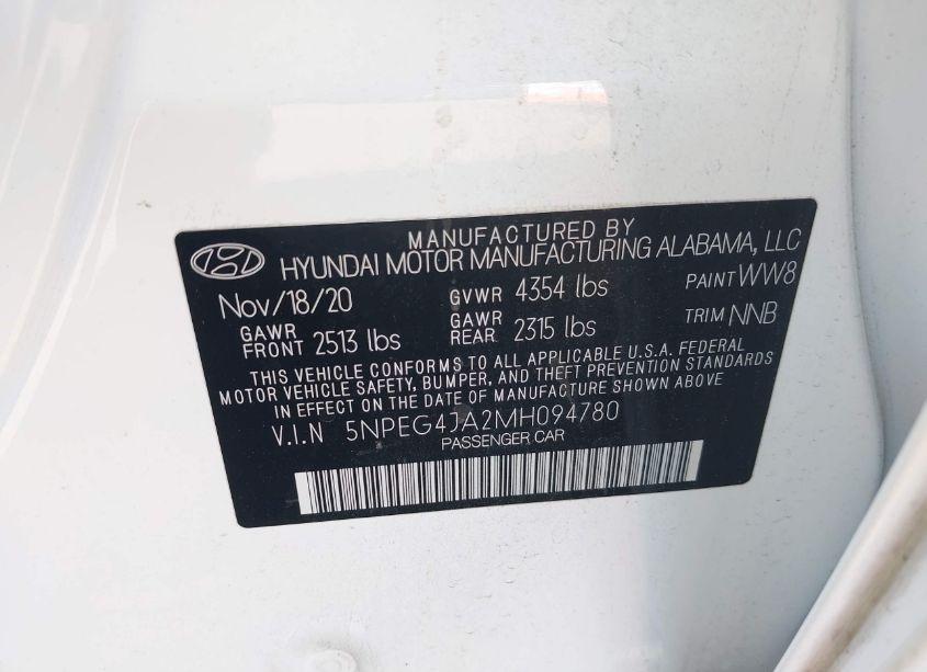 Photo 9 of 2021 Hyundai Sonata SE (VIN 5NPEG4JA2MH094780)