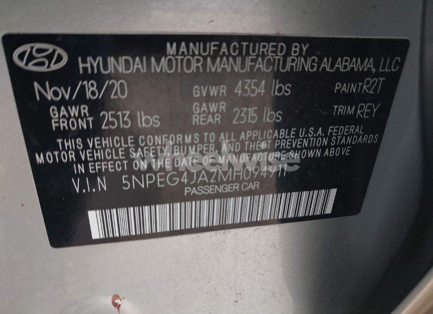 Photo 9 of 2021 Hyundai Sonata SE (VIN 5NPEG4JA2MH094911)