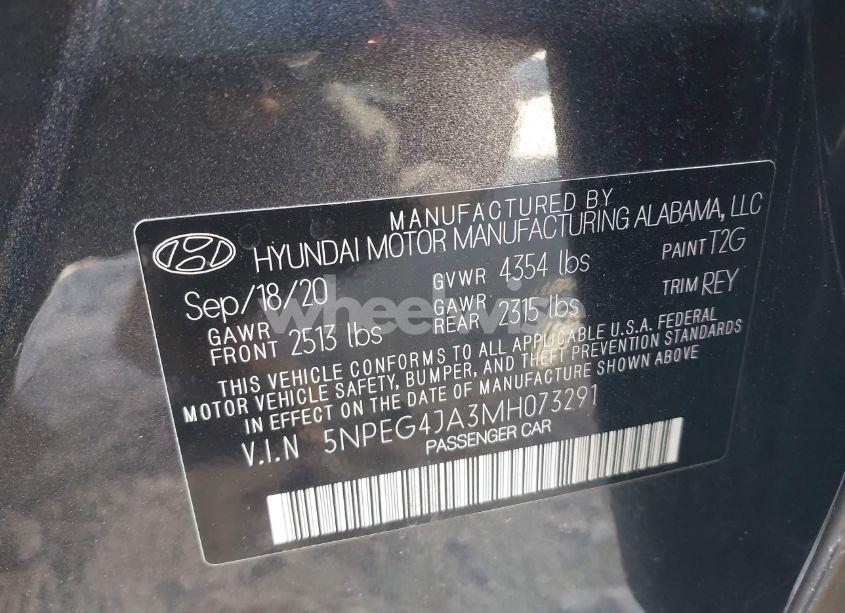Photo 9 of 2021 Hyundai Sonata SE (VIN 5NPEG4JA3MH073291)