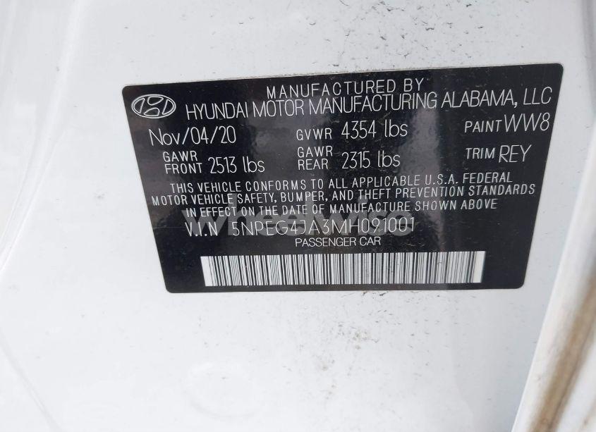 Photo 9 of 2021 Hyundai Sonata SE (VIN 5NPEG4JA3MH091001)