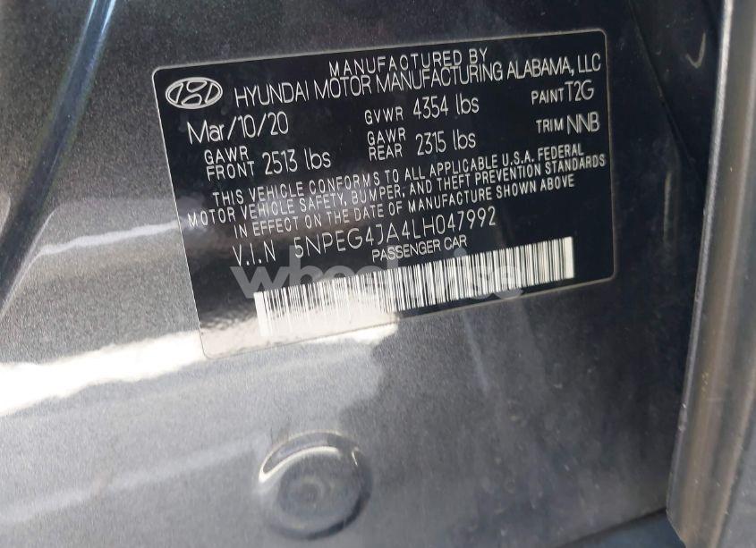 Photo 9 of 2020 Hyundai Sonata SE (VIN 5NPEG4JA4LH047992)