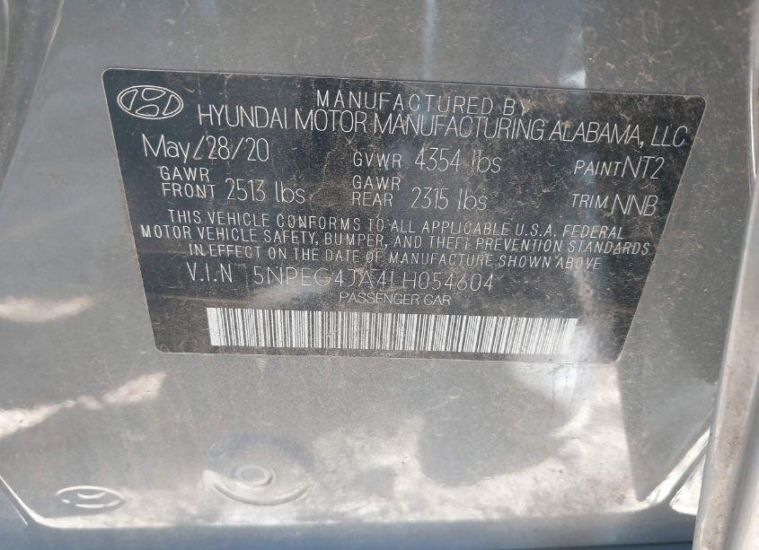 Photo 9 of 2020 Hyundai Sonata SE (VIN 5NPEG4JA4LH054604)