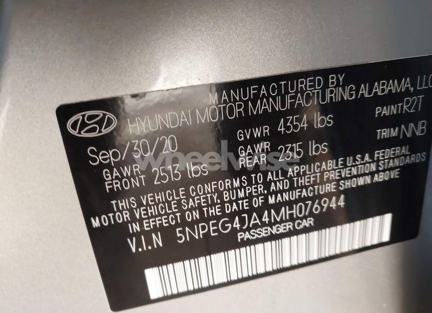 Photo 9 of 2021 Hyundai Sonata SE (VIN 5NPEG4JA4MH076944)