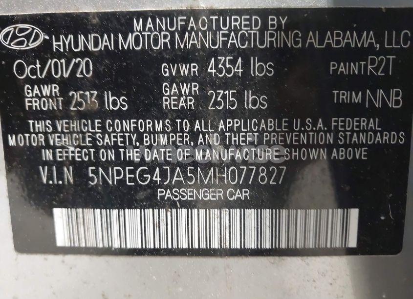 Photo 9 of 2021 Hyundai Sonata SE (VIN 5NPEG4JA5MH077827)