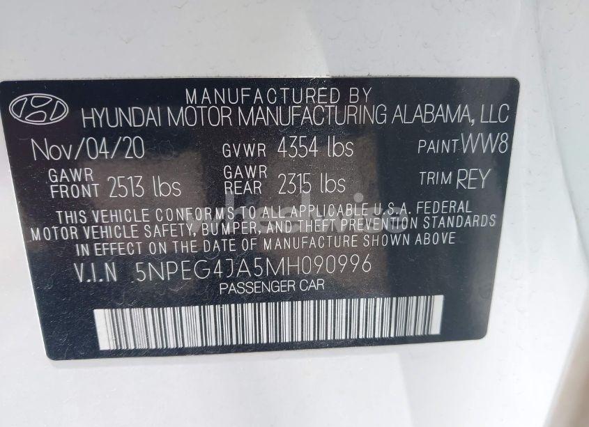Photo 9 of 2021 Hyundai Sonata SE (VIN 5NPEG4JA5MH090996)