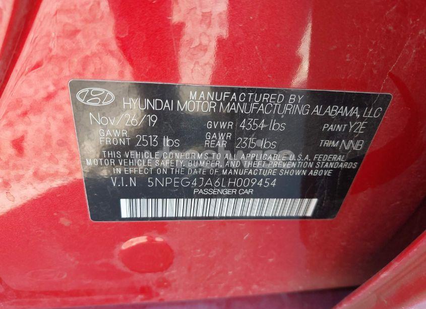 Photo 9 of 2020 Hyundai Sonata SE (VIN 5NPEG4JA6LH009454)