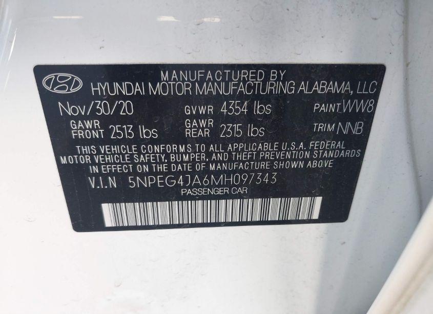 Photo 9 of 2021 Hyundai Sonata SE (VIN 5NPEG4JA6MH097343)