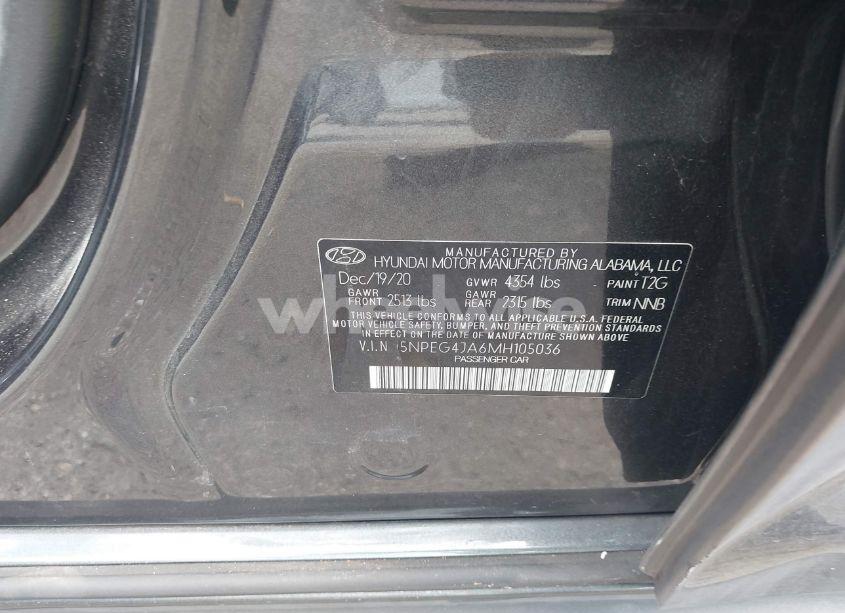 Photo 9 of 2021 Hyundai Sonata SE (VIN 5NPEG4JA6MH105036)