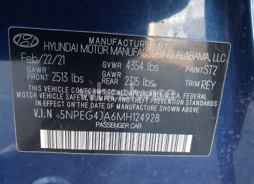 Photo 9 of 2021 Hyundai Sonata SE (VIN 5NPEG4JA6MH124928)