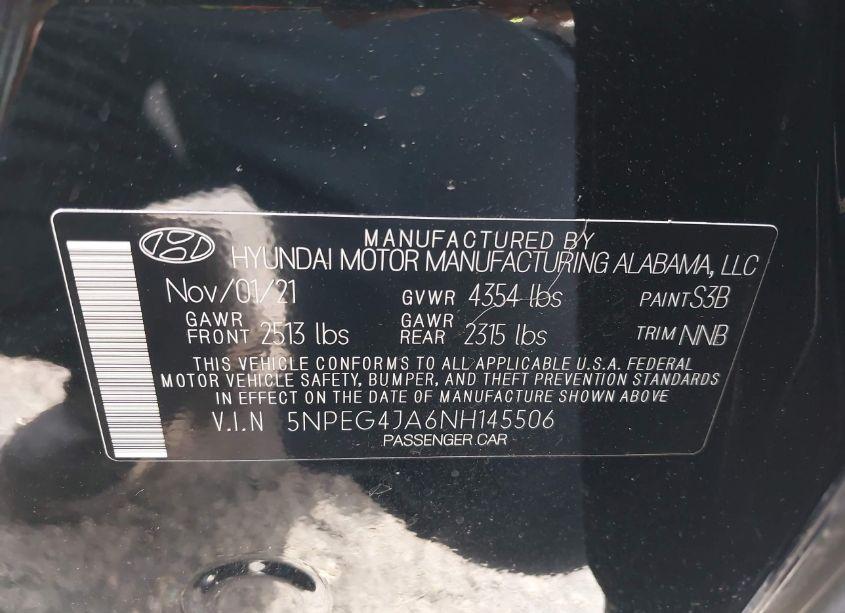 Photo 9 of 2022 Hyundai Sonata SE (VIN 5NPEG4JA6NH145506)