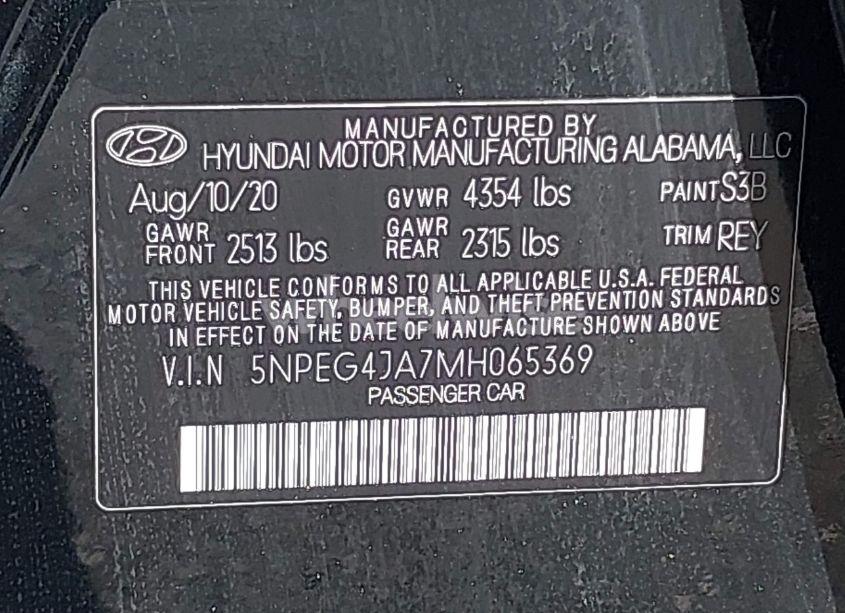 Photo 9 of 2021 Hyundai Sonata SE (VIN 5NPEG4JA7MH065369)