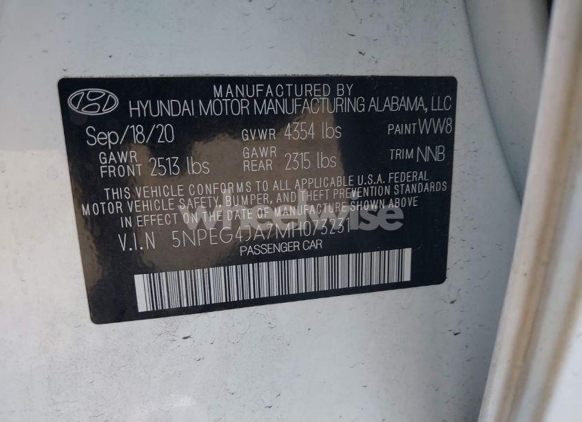 Photo 9 of 2021 Hyundai Sonata SE (VIN 5NPEG4JA7MH073231)