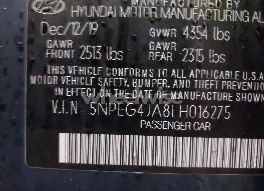 Photo 9 of 2020 Hyundai Sonata SE (VIN 5NPEG4JA8LH016275)