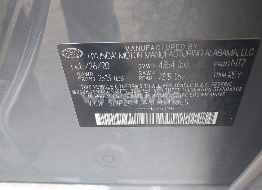 Photo 9 of 2020 Hyundai Sonata SE (VIN 5NPEG4JA8LH042665)
