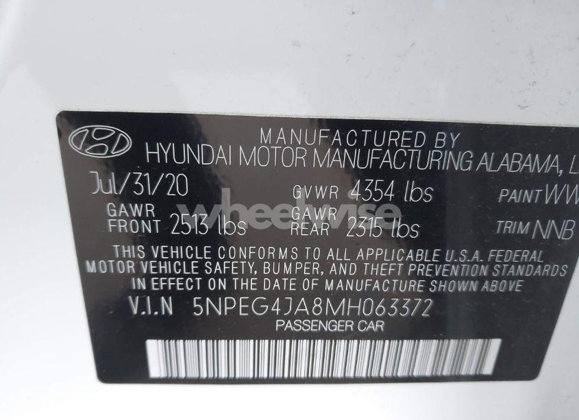 Photo 9 of 2021 Hyundai Sonata SE (VIN 5NPEG4JA8MH063372)