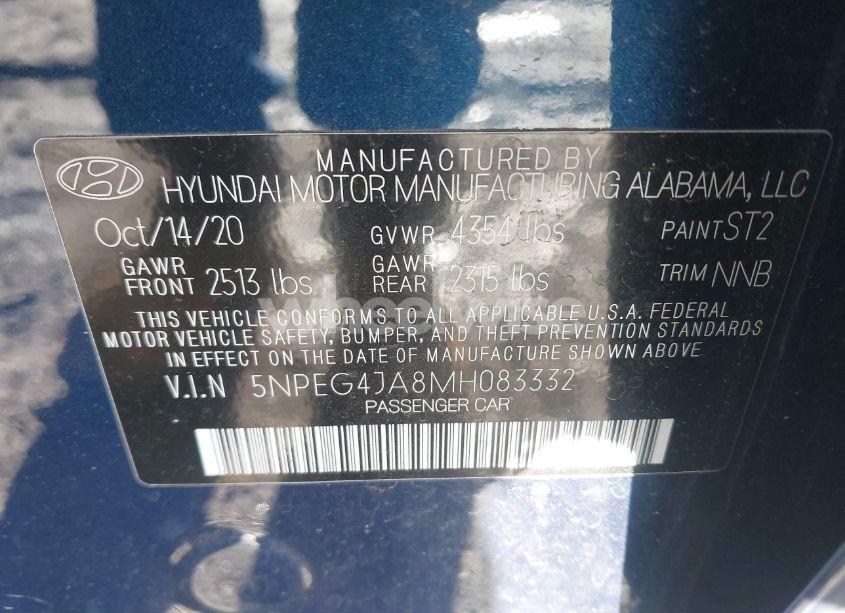 Photo 9 of 2021 Hyundai Sonata SE (VIN 5NPEG4JA8MH083332)