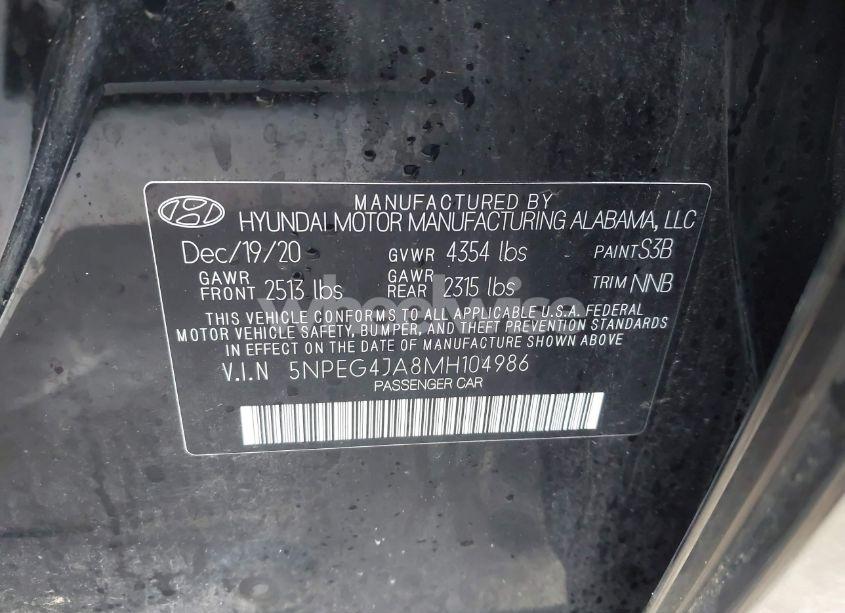 Photo 9 of 2021 Hyundai Sonata SE (VIN 5NPEG4JA8MH104986)