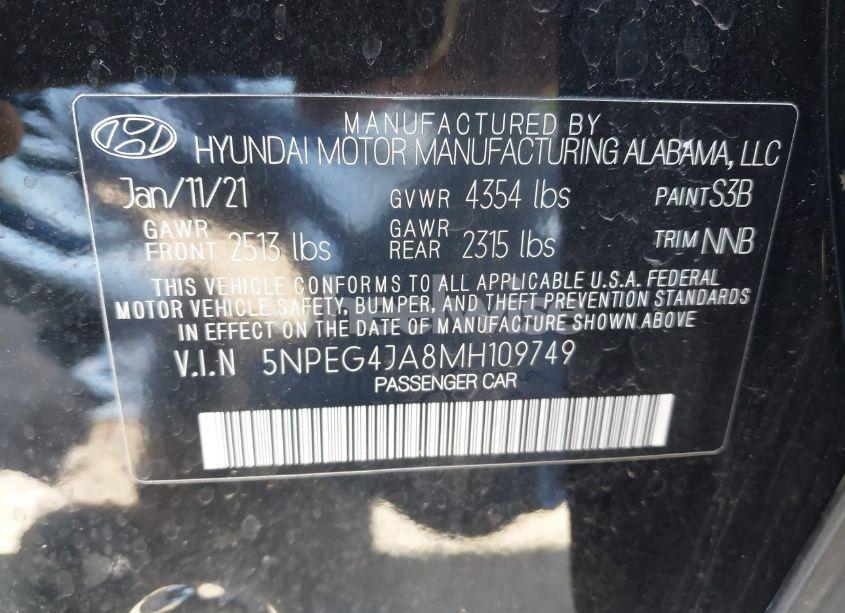 Photo 9 of 2021 Hyundai Sonata SE (VIN 5NPEG4JA8MH109749)