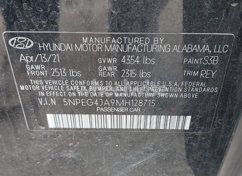 Photo 9 of 2021 Hyundai Sonata SE (VIN 5NPEG4JA9MH128715)