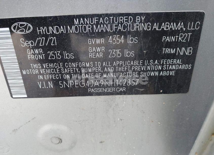 Photo 9 of 2022 Hyundai Sonata SE (VIN 5NPEG4JA9NH142857)