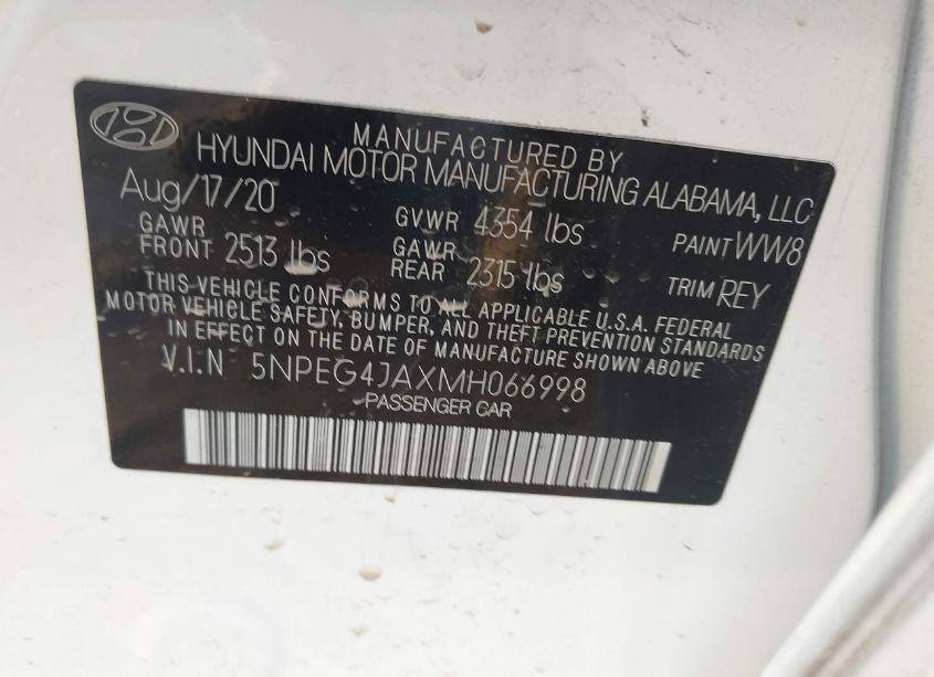 Photo 9 of 2021 Hyundai Sonata SE (VIN 5NPEG4JAXMH066998)
