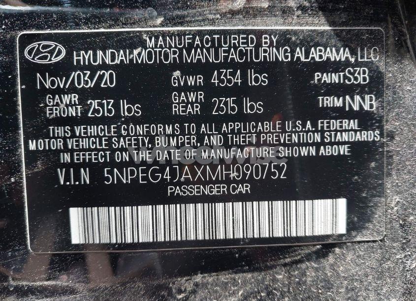 Photo 9 of 2021 Hyundai Sonata SE (VIN 5NPEG4JAXMH090752)