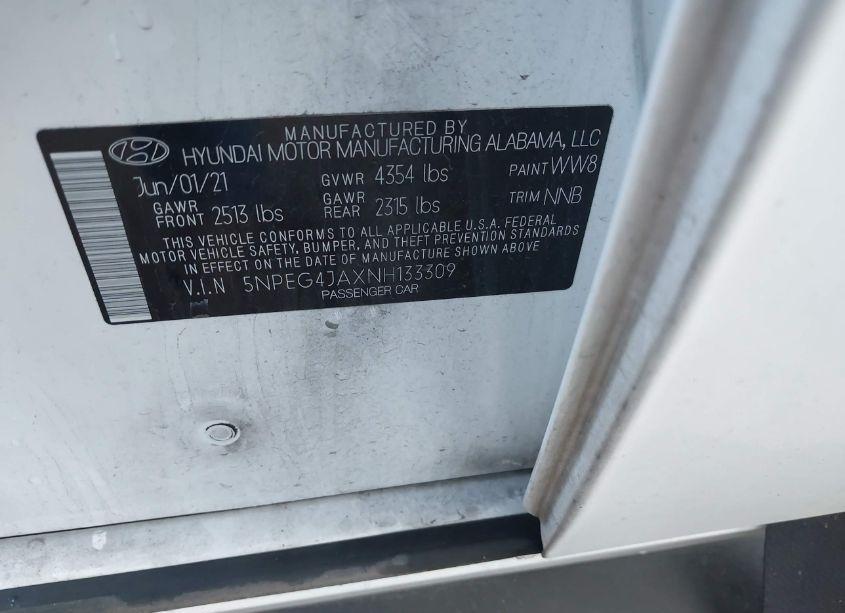 Photo 9 of 2022 Hyundai Sonata SE (VIN 5NPEG4JAXNH133309)