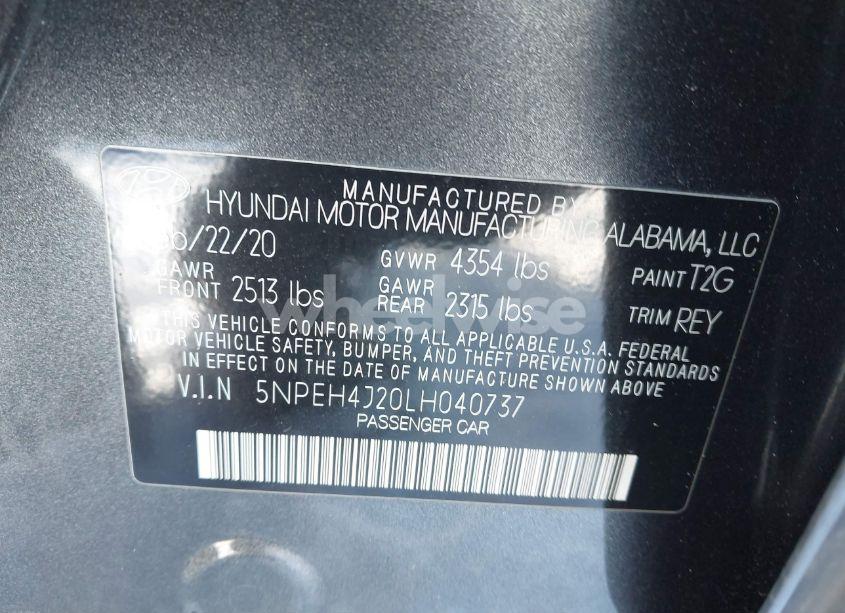 Photo 9 of 2020 Hyundai Sonata LIMITED (VIN 5NPEH4J20LH040737)