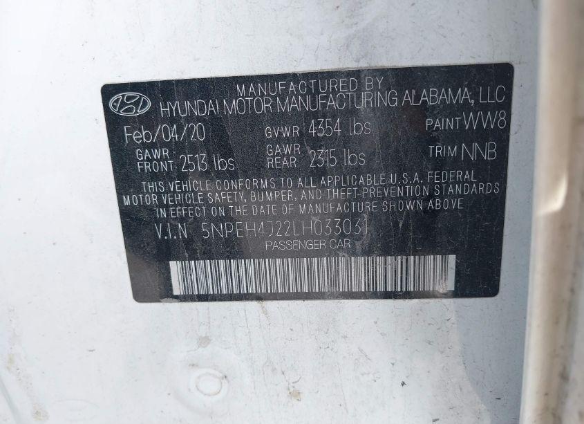 Photo 9 of 2020 Hyundai Sonata LIMITED (VIN 5NPEH4J22LH033031)