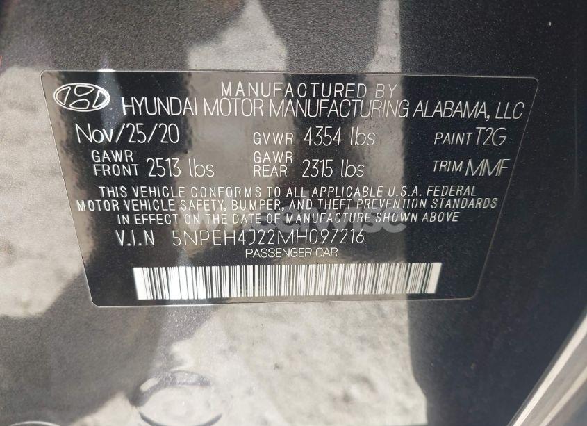 Photo 9 of 2021 Hyundai Sonata LIMITED (VIN 5NPEH4J22MH097216)