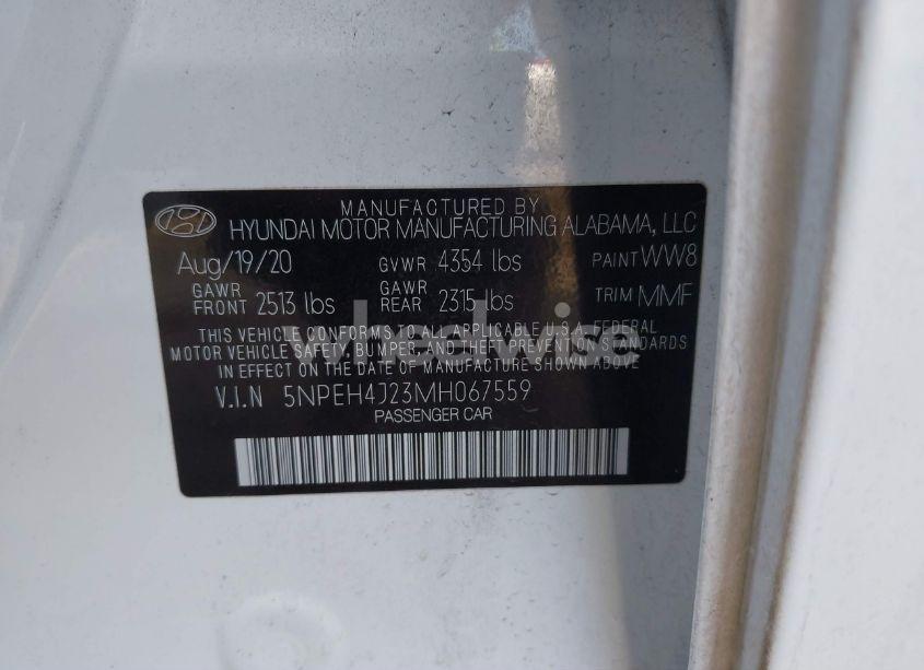 Photo 9 of 2021 Hyundai Sonata LIMITED (VIN 5NPEH4J23MH067559)