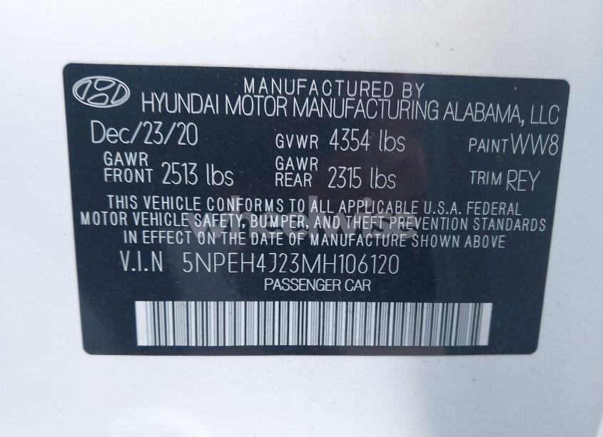 Photo 9 of 2021 Hyundai Sonata LIMITED (VIN 5NPEH4J23MH106120)
