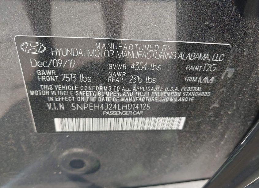 Photo 9 of 2020 Hyundai Sonata LIMITED (VIN 5NPEH4J24LH014125)