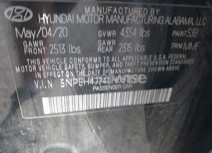 Photo 9 of 2020 Hyundai Sonata LIMITED (VIN 5NPEH4J24LH051899)