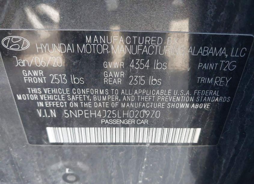 Photo 9 of 2020 Hyundai Sonata LIMITED (VIN 5NPEH4J25LH020970)