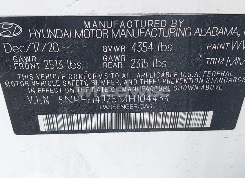 Photo 9 of 2021 Hyundai Sonata LIMITED (VIN 5NPEH4J25MH104434)
