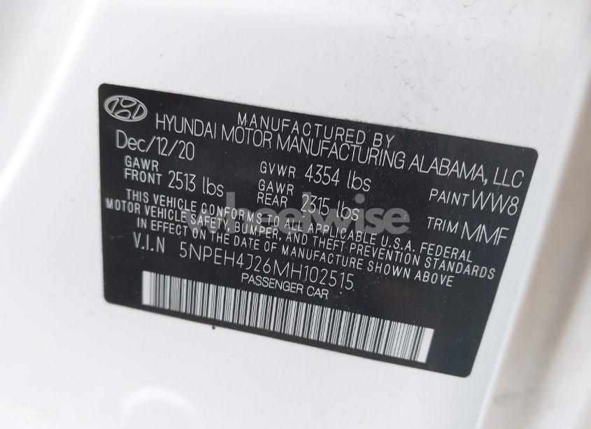 Photo 9 of 2021 Hyundai Sonata LIMITED (VIN 5NPEH4J26MH102515)