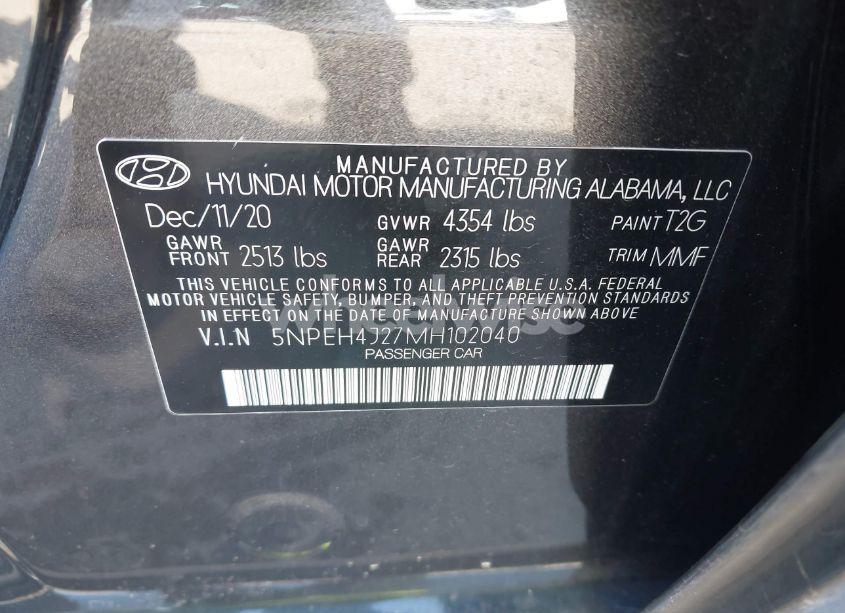 Photo 9 of 2021 Hyundai Sonata LIMITED (VIN 5NPEH4J27MH102040)