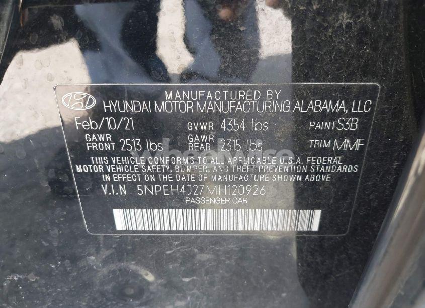Photo 9 of 2021 Hyundai Sonata LIMITED (VIN 5NPEH4J27MH120926)