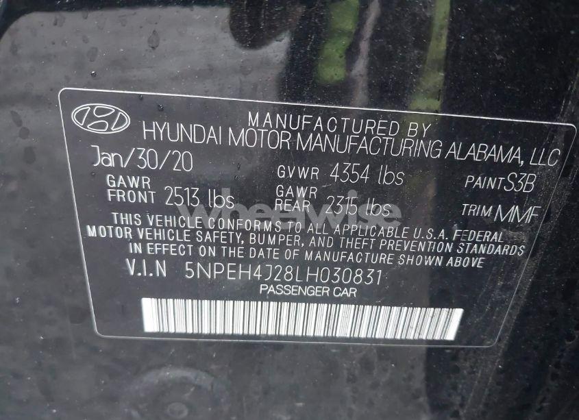 Photo 9 of 2020 Hyundai Sonata LIMITED (VIN 5NPEH4J28LH030831)