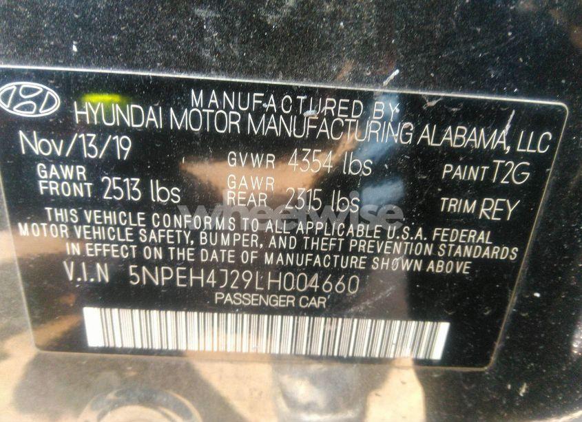 Photo 9 of 2020 Hyundai Sonata LIMITED (VIN 5NPEH4J29LH004660)