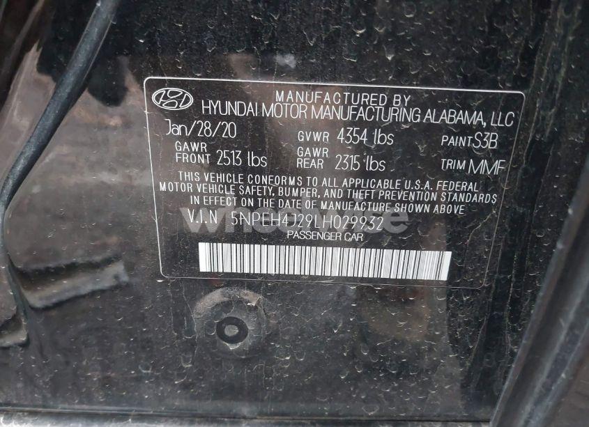 Photo 9 of 2020 Hyundai Sonata LIMITED (VIN 5NPEH4J29LH029932)