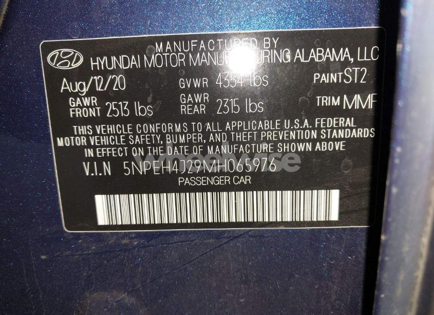 Photo 9 of 2021 Hyundai Sonata LIMITED (VIN 5NPEH4J29MH065976)