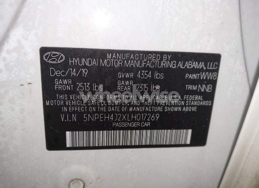 Photo 9 of 2020 Hyundai Sonata LIMITED (VIN 5NPEH4J2XLH017269)