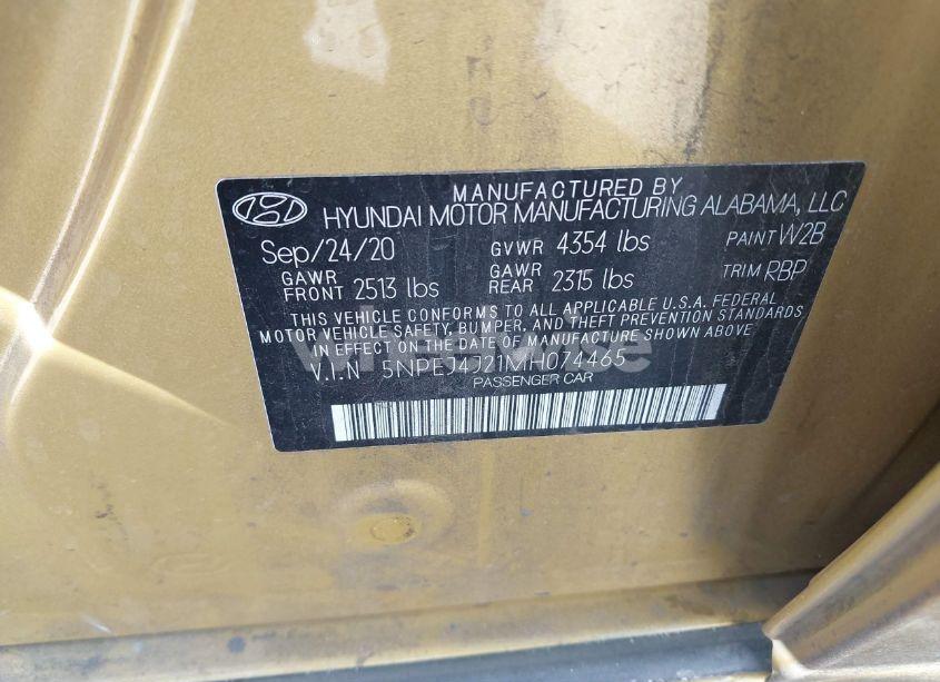 Photo 9 of 2021 Hyundai Sonata SEL PLUS (VIN 5NPEJ4J21MH074465)