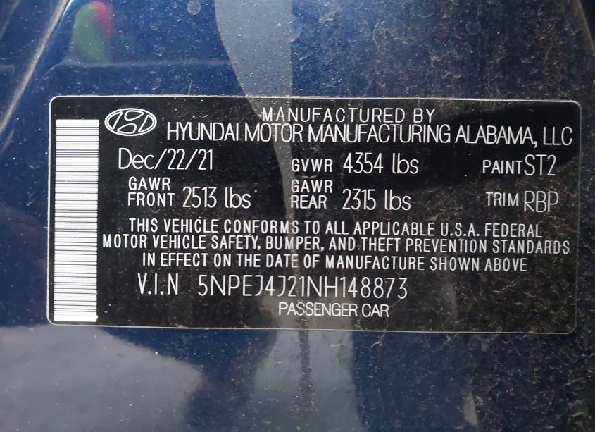 Photo 9 of 2022 Hyundai Sonata SEL PLUS (VIN 5NPEJ4J21NH148873)