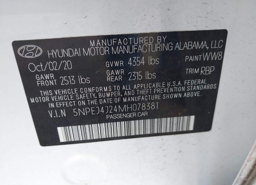 Photo 9 of 2021 Hyundai Sonata SEL PLUS (VIN 5NPEJ4J24MH078381)