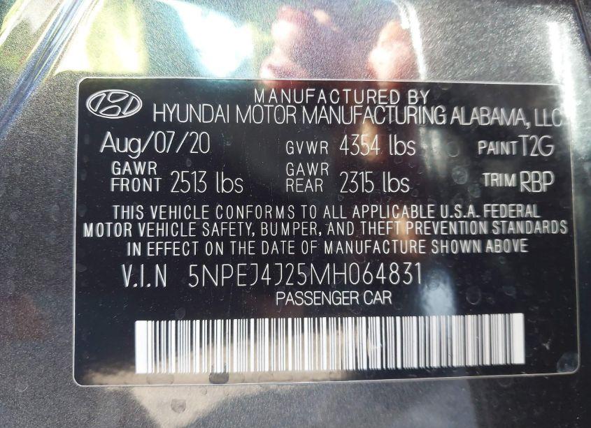 Photo 9 of 2021 Hyundai Sonata SEL PLUS (VIN 5NPEJ4J25MH064831)