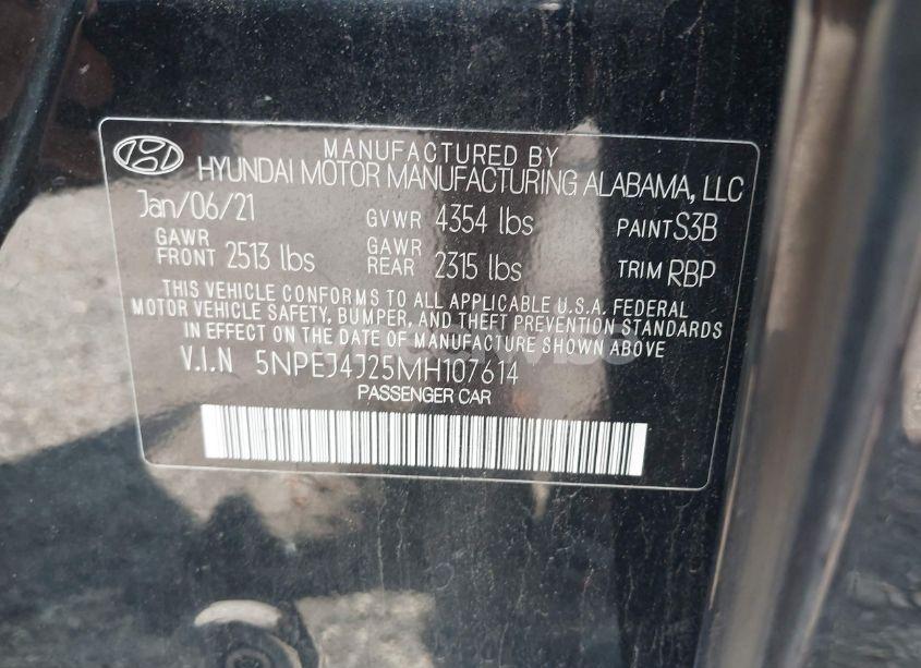 Photo 9 of 2021 Hyundai Sonata SEL PLUS (VIN 5NPEJ4J25MH107614)