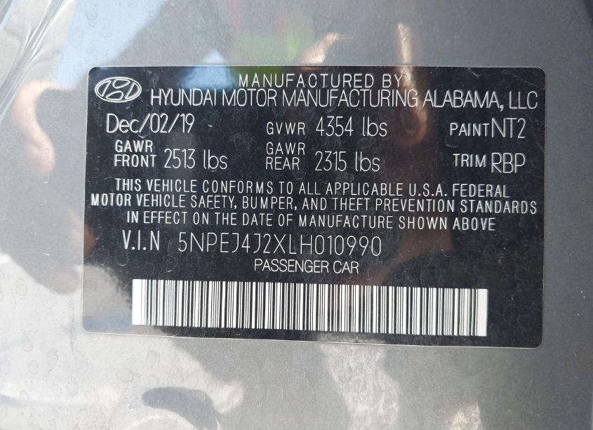 Photo 9 of 2020 Hyundai Sonata SEL PLUS (VIN 5NPEJ4J2XLH010990)